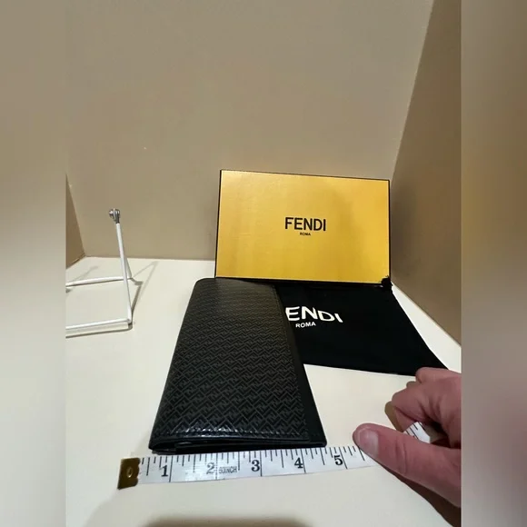 Fendi Vitello Grace Micro Zucca Pattern Men’s Long Wallet W/box & dustbag